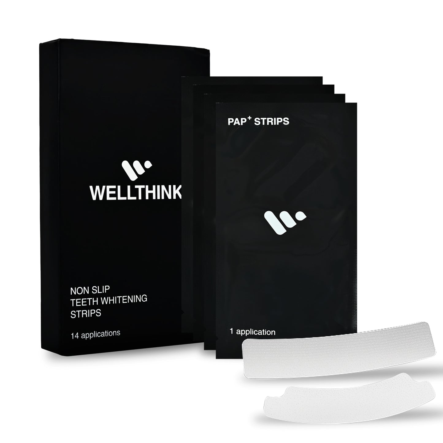 Wellthink PAP+ Teeth Whitening Strips for Safe Enamel Care | Peroxide-Free, Sensitivity-Friendly Oral Whitening | Hydroxyapatite, Potassium Nitrate & Mint Freshness to Remove Stains from Tobacco, Coffee & Tea | 14 Treatments (28 Strips)  (Pack of 1)