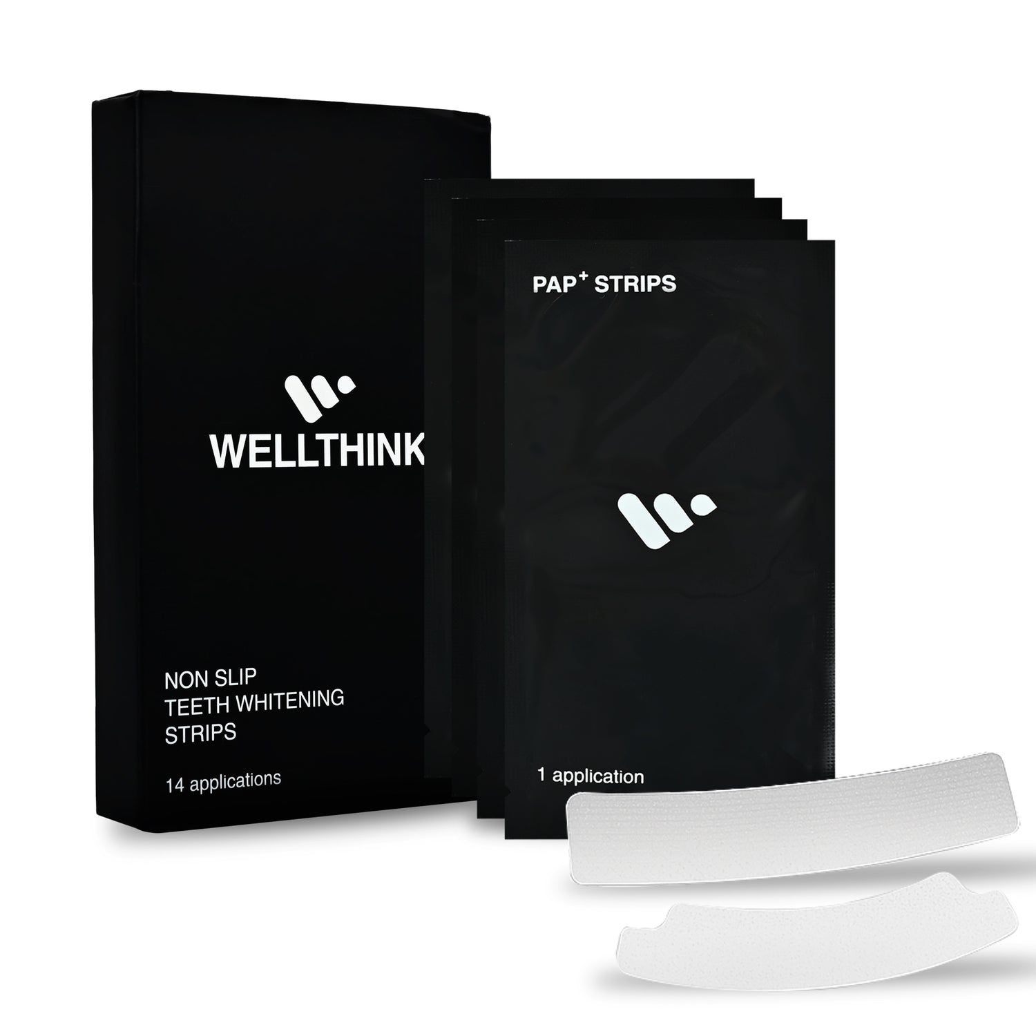 Wellthink PAP+ Teeth Whitening Strips for Safe Enamel Care | Peroxide-Free, Sensitivity-Friendly Oral Whitening | Hydroxyapatite, Potassium Nitrate & Mint Freshness to Remove Stains from Tobacco, Coffee & Tea | 14 Treatments (28 Strips)  (Pack of 1)