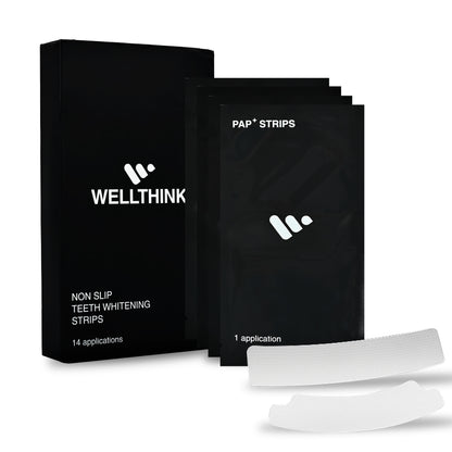 Wellthink PAP+ Teeth Whitening Strips for Safe Enamel Care | Peroxide-Free, Sensitivity-Friendly Oral Whitening | Hydroxyapatite, Potassium Nitrate & Mint Freshness to Remove Stains from Tobacco, Coffee & Tea | 14 Treatments (28 Strips)  (Pack of 1)