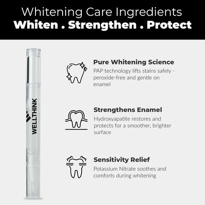 Wellthink Professional Teeth Whitening Pen | PAP+ & Hydroxyapatite | No-Peroxide, Daily Whitening Care