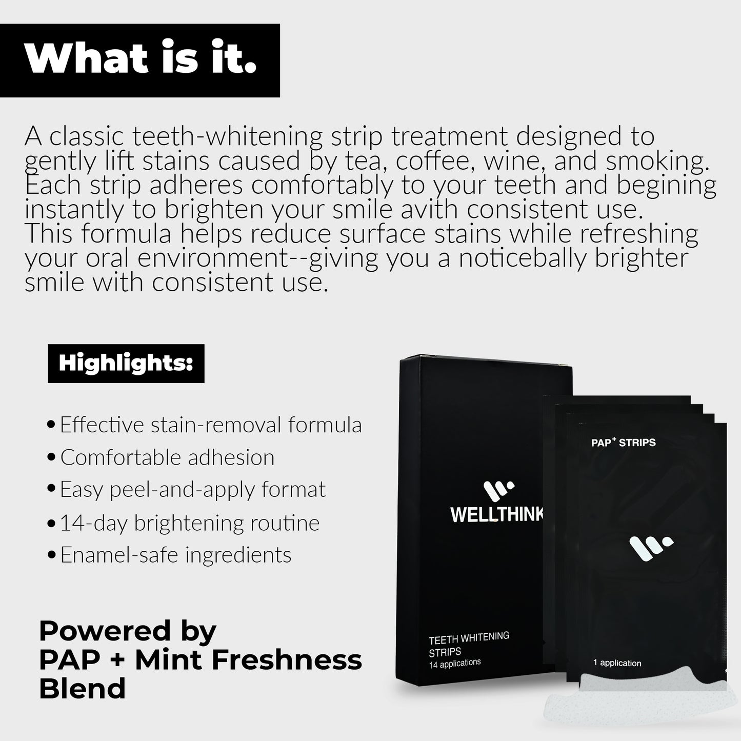 Wellthink Professional Teeth Whitening Strips, 14 Pairs, 30-Minute Treatment, Advanced Formula with Glycerin and Menthol