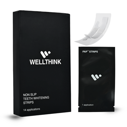 Wellthink Non Slip Teeth Whitening Strips  | Peroxide-Free, Sensitivity-Friendly Oral Whitening | Hydroxyapatite, Potassium Nitrate & Mint Freshness to Remove Stains from Tobacco, Coffee & Tea