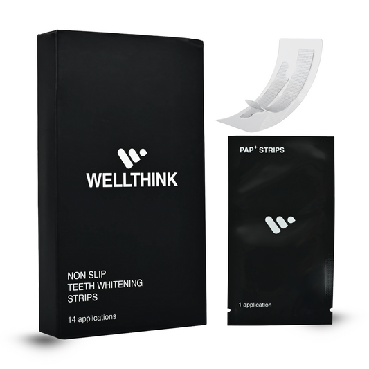 Wellthink Non Slip Teeth Whitening Strips  | Peroxide-Free, Sensitivity-Friendly Oral Whitening | Hydroxyapatite, Potassium Nitrate & Mint Freshness to Remove Stains from Tobacco, Coffee & Tea