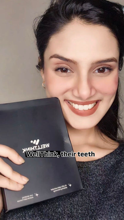 WELLTHINK Teeth Whitening Kit with PAP+ Whitening Pens | 32 Dual LED Light Device (Blue & Red) | Rechargeable, Removes Teeth Stains, Enamel-Safe & Sensitivity-Free | Shade Guide Included